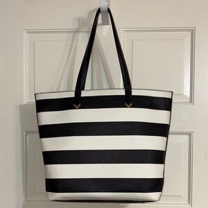 Stella & Dot Black and White Striped Tote Bag